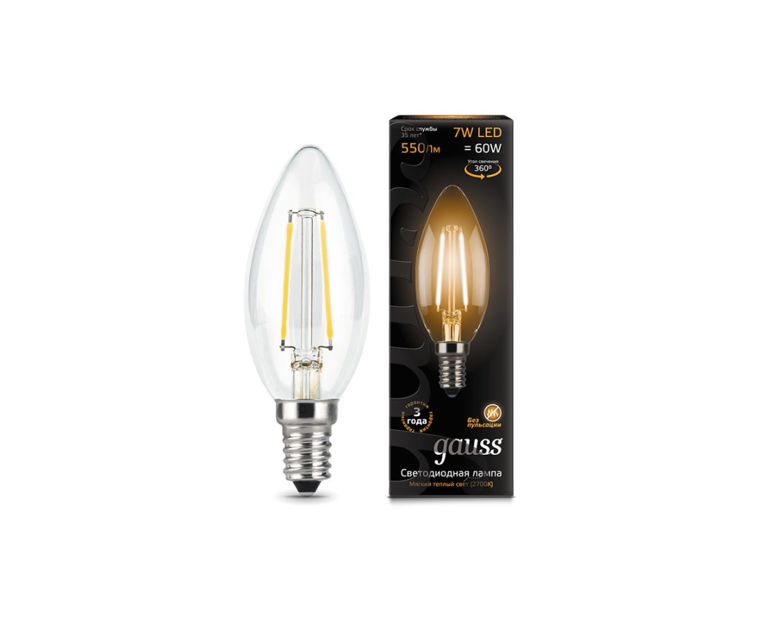 ლედ ნათურა Filament Candle E14 7W 2700К - 103801107 — ნათურა და ვაზნა